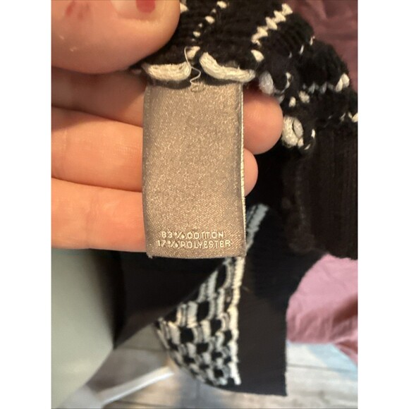 Neiman Marcus Cardigan Open Front Medium Black White Graphic Bold Textural - Picture 6 of 7